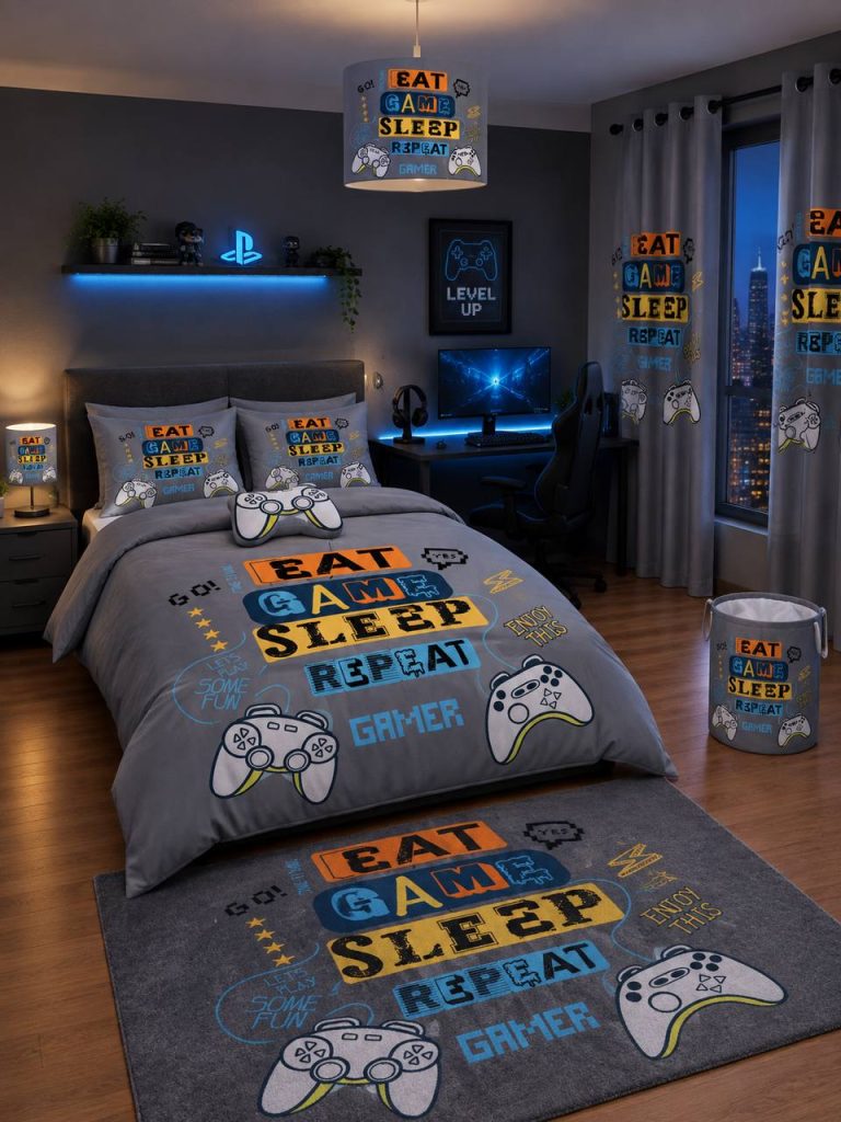 روتختی پسرانه گیمینگ نوجوان طرح Eat Game Sleep Repeat